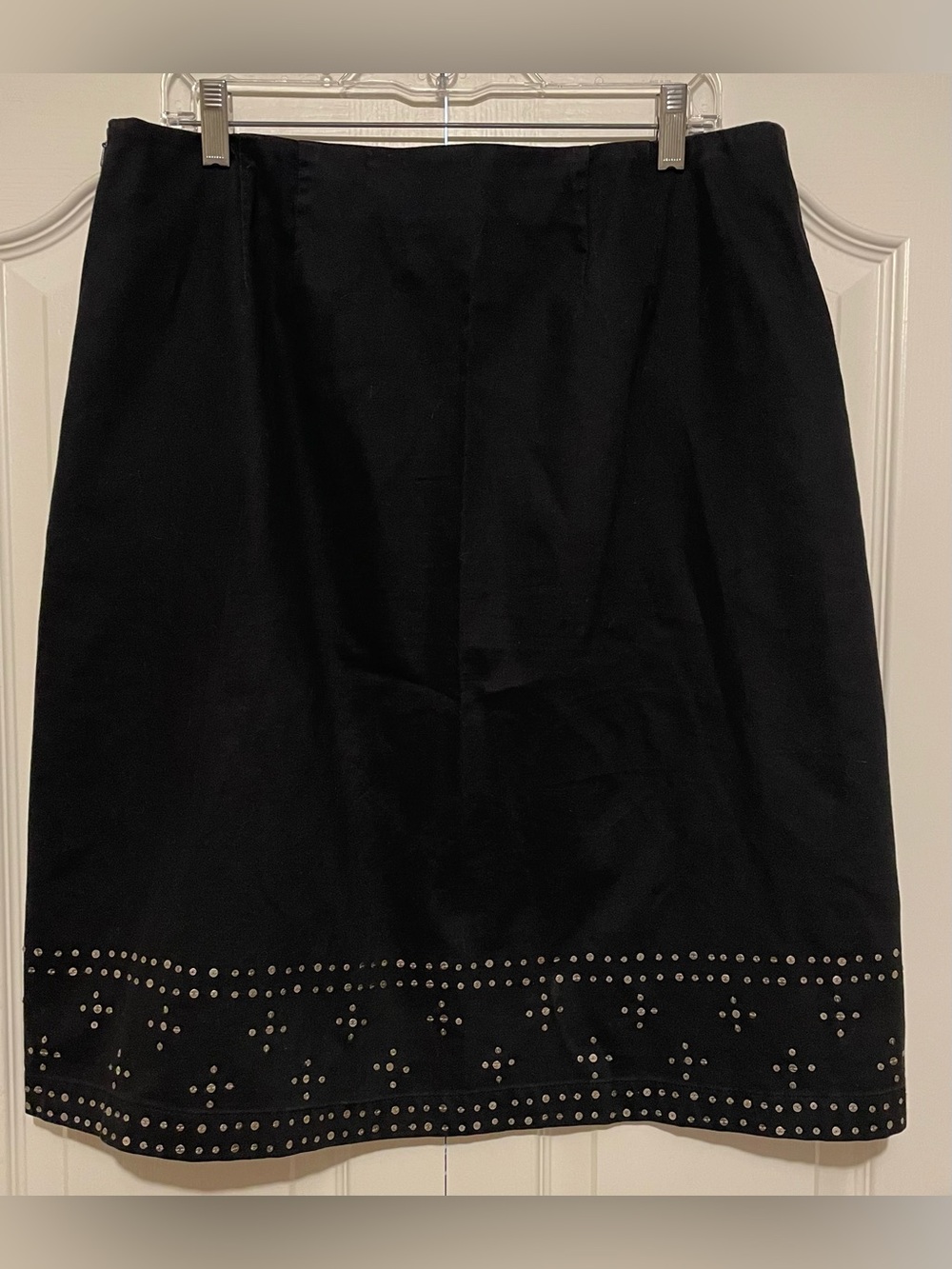 Talbots 12W Black A-Line Skirt with Golden Brown Colored Sequined Hem Detail